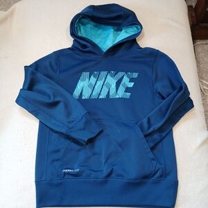Nike Therma-Fit Kids Size Small Blue Pullover Hoodie with Aqua Logo